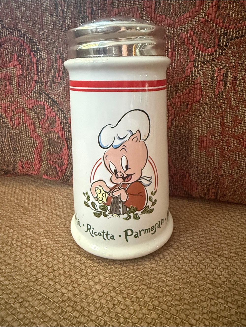 Warner Bros. White Ceramic Porky Pig Cheese Shaker WB Studio Seal